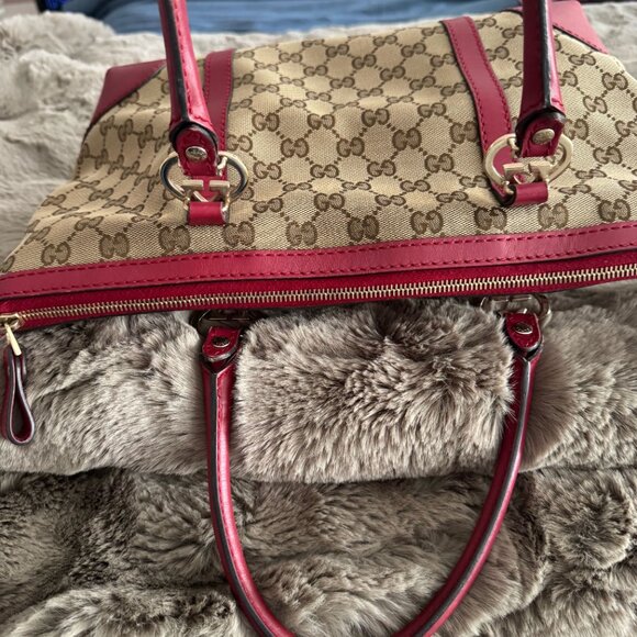 Gucci GG Canvas Heart Tote, Leather Red Trim, Heart Champagne GH, Canvas - Picture 11 of 11